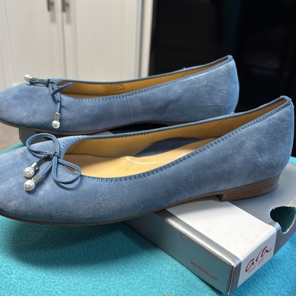 Ara sky blue suede flats - Picture 4 of 7